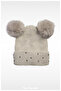 Winter Beaded Double Pompom Knitted Women's Beret