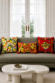 Red Baroque Lemon Patterned 3-Piece Throw Pillow Cover Set