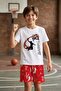 Boys Basketball Printed T-Shirt and Shorts 2-Piece Set – Red White - 8