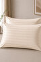 Set of 2 Cotton Satin Striped Pillowcases - 83 Thread Count (210 Tc) Cream 50X70