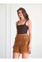 Women's Brown Lace Look High Waist Shorts