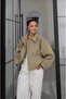 Khaki Double Collar Short Trench Coat - 3