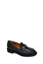 Women's Black Buckle Leather Loafer Af220009Dv - 7