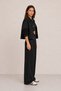 Women's Black Oversize, Polo Collar, Snap Fasteners, Cotton Gabardine, Short Seasonal Jacket - 4