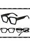 Fashion Square Glasses for Women Men Trendy Thick Frame Computer Eyeglasses Black Frame Clear Lens e - 5