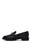 Women's Black Buckle Leather Loafer Af220009Dv - 3