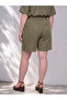 Lcwaikiki Curve Khaki Plus Size Linen Blend Women's Trousers - 4