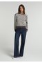 Slim Fit Round Neck Striped Women's Brown Cardigan - 3