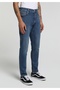 Slim Fit Low Waist Narrow Leg Men's Dark Indigo Denim Jean Trousers - 4
