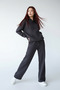 Women's Three-Thread Ribbed Tracksuit Set – Oversized Hooded Sweatshirt and Relaxed-Fit Pants