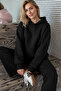 Women's Three-Thread Ribbed Tracksuit Set – Oversized Hooded Sweatshirt and Relaxed-Fit Pants - 5