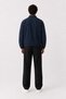 Men's Navy Blue Premium, Gabardine, Zippered Polo Collar, Oversize, Seasonal Casual Jacket - 5