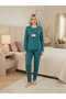 Blue retro patterned pajama set, top and bottom pajama set - 4