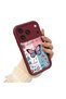 iPhone 17 Pro Compatible Case Camera Protector Stitch Pattern Claret Red Beloved Couple Silicone Phone Case - 2