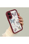 Vivo V60 Lite Compatible Case Camera Protector Heart Pattern Maroon Lover Couple Silicone Phone Case - 3