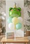 Safari Frog Head Balloon Stand Set with Hat |   Transparent 7-Piece Stand + Frog Foil Balloon + 7 Latex Balloons