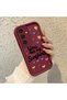 Samsung Galaxy S25 Plus Compatible Case Camera Protector Heart Pattern Burgundy Lover Couple Silicone Phone Case - 3