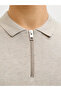 Cream Cotton Knit Zip Polo - 6