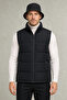 Men's Black Nova Fabric Stand Collar Waterproof Zippered Inflatable Vest - 2