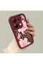 Xiaomi Redmi Note 14S Compatible Case Camera Protector Floral Case Burgundy Lover Couple Silicone Phone Case - 2