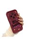 Xiaomi Redmi 14C Compatible Case Camera Protector Heart Pattern Burgundy Lover Couple Silicone Phone Case - 3