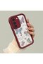 Samsung Galaxy S22 Compatible Case Camera Protector Heart Pattern Burgundy Lover Couple Silicone Phone Case - 2