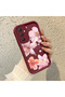 Samsung Galaxy A34 Compatible Case Camera Protector Flower Case Burgundy Lover Couple Silicone Phone Case - 2