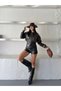 Zippered Oversize Faux Leather Bomber Jacket - 3