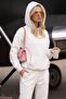 Unisex Oversize Tracksuit Set Champ & Leisure Printed White – 3 Yarns, Hooded Top, Elastic Bottom - 2