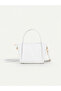 White Shk342 Faux Leather, Zippered, Bow Detail, Long Strap, Hand, Arm and Shoulder Bag - 6