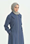 Collar Detailed Ribbed Lyocell Cap - Indigo - 2