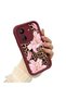 Xiaomi Redmi 13C Compatible Case Camera Protector Floral Case Burgundy Lover Couple Silicone Phone Case - 3