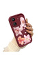 Xiaomi Redmi 13C Compatible Case Camera Protector Floral Case Burgundy Lover Couple Silicone Phone Case - 3