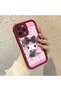 iPhone 16 Pro Max Compatible Case Camera Protector Cartoon Pattern Claret Red Loving Couple Silicone Phone Case - 2