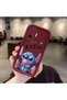 Poco F7 5g Compatible Case Camera Protector Stitch Pattern Burgundy Lover Couple Silicone Phone Case