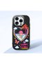 iPhone 15 Pro Compatible Case Camera Protector Black Heart Pattern Silicone Lover Couple Phone Case