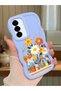 Samsung Galaxy A36 5g Compatible Case Camera Protective Blue Silicone Lover Couple Phone Case Floral Case