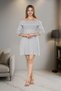 Women's Gray Boat Neck Off the Shoulder Long Sleeve Flared Mini Dress