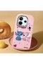 Redmi Note 14 4g Compatible Case Camera Protector Pink Stitch Pattern Silicone Couple Phone Case - 2