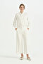 Ankle Length Wide Leg Pants - Ecru