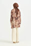 Balloon Sleeve Patterned Viscose Tunic - Plum - 4