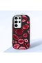 Samsung Galaxy S24 Ultra Compatible Case Camera Protective Black Kiss Pattern Silicone Lover Couple Phone Case