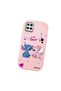 Samsung Galaxy M12 Compatible Case Camera Protector Pink Stitch Patterned Silicone Lover Couple Phone Case - 3