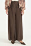Asymmetrical Closure Wide Leg Modal Trousers - Brown - 3
