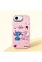 iPhone 16E Compatible Case Camera Protector Pink Stitch Pattern Silicone Couple Phone Case