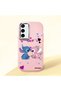 Samsung Galaxy S23 Fe Compatible Case Camera Protective Pink Stitch Pattern Silicone Lover Couple Phone Case