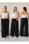 Women's Plus Size Black Loose-Leg Palazzo Pants-High Waist Elastic with Pockets Comfortable Cut - 2