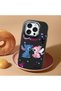 iPhone 15 Pro Compatible Case Camera Protector Black Stitch Pattern Silicone Lover Couple Phone Case - 2