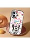 iPhone 16 Compatible Case Camera Protector Black Minnie Patterned Silicone Lover Couple Phone Case - 2