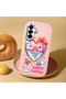 Samsung Galaxy A56 Compatible Case Camera Protective Pink Heart Patterned Silicone Lover Couple Phone Case - 2